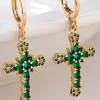PENDIENTES DE CRUZ EMERALD