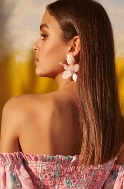 PENDIENTES DE FLOR NACAR ROSA