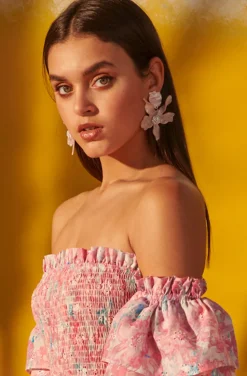 PENDIENTES DE FLOR NACAR ROSA
