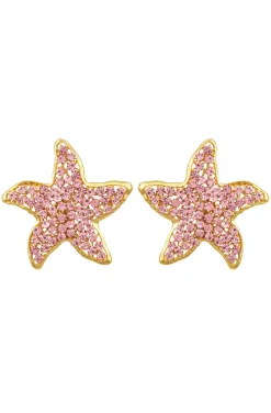 PENDIENTES DE PINZA ESTRELLA DE MAR CRISTALES DE SWAROVSKI PINK