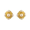 PENDIENTES DE PINZA VINTAGE PERLAS Y CIRCONITAS