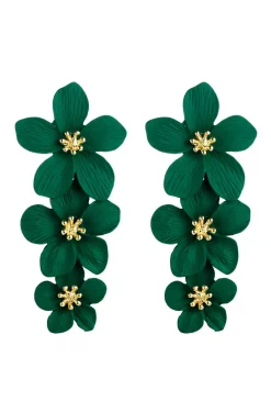 PENDIENTES DE TRES FLORES VERDE