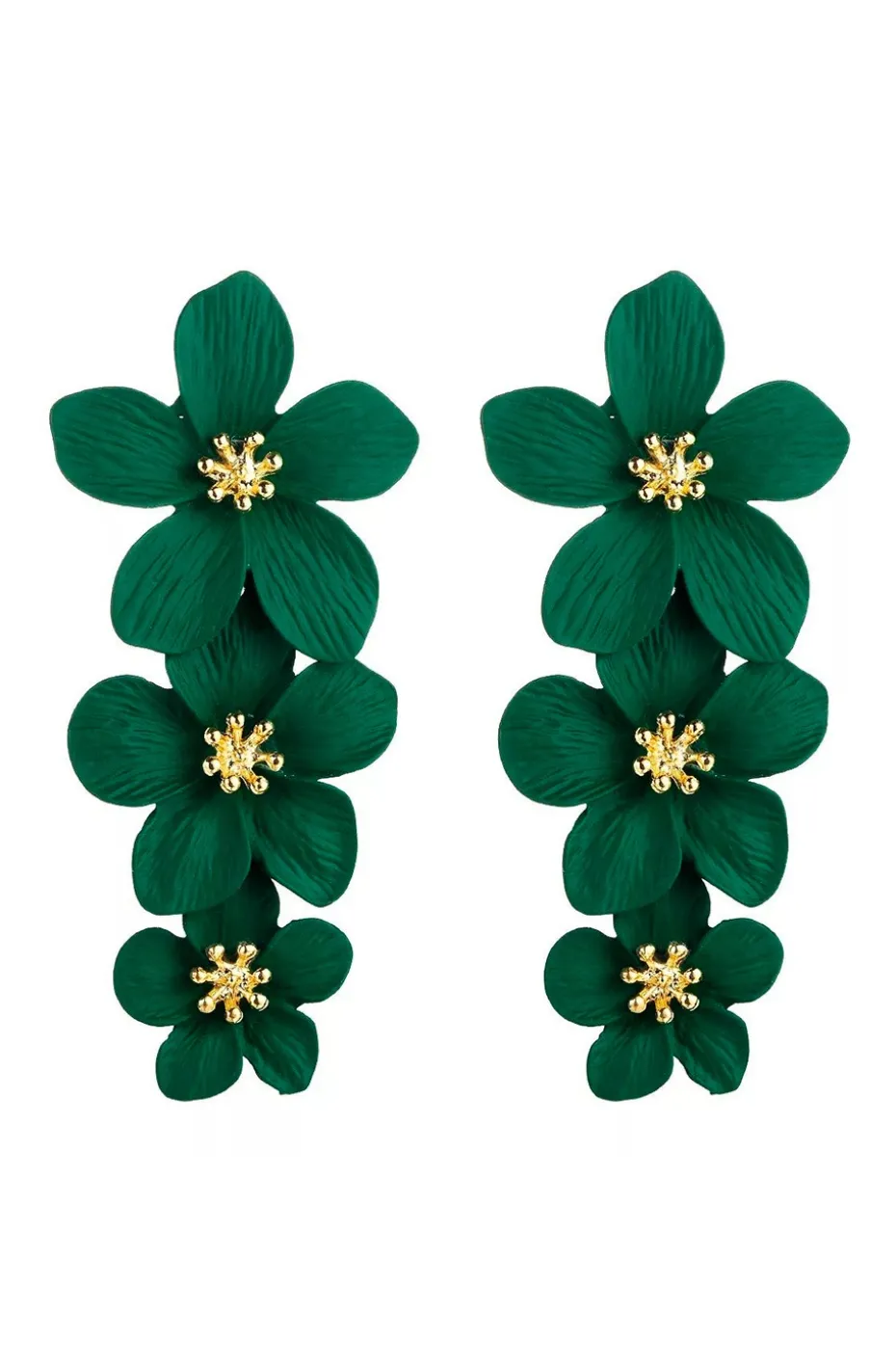 PENDIENTES DE TRES FLORES VERDE