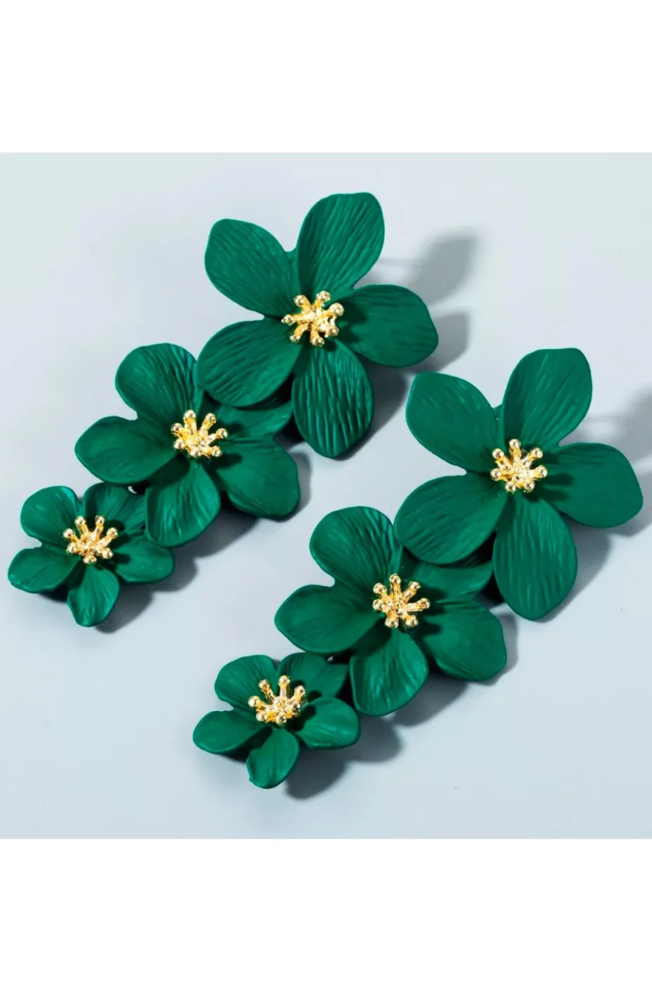 PENDIENTES DE TRES FLORES VERDE
