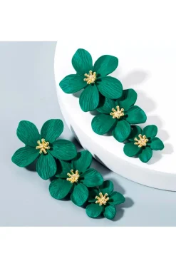PENDIENTES DE TRES FLORES VERDE