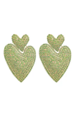 PENDIENTES DOS CORAZONES VERDE