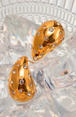 PENDIENTES DROP DORADA CON STRASS