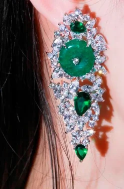 PENDIENTES ESMERALDAS CIRCONITAS JOYA