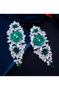 PENDIENTES ESMERALDAS CIRCONITAS JOYA