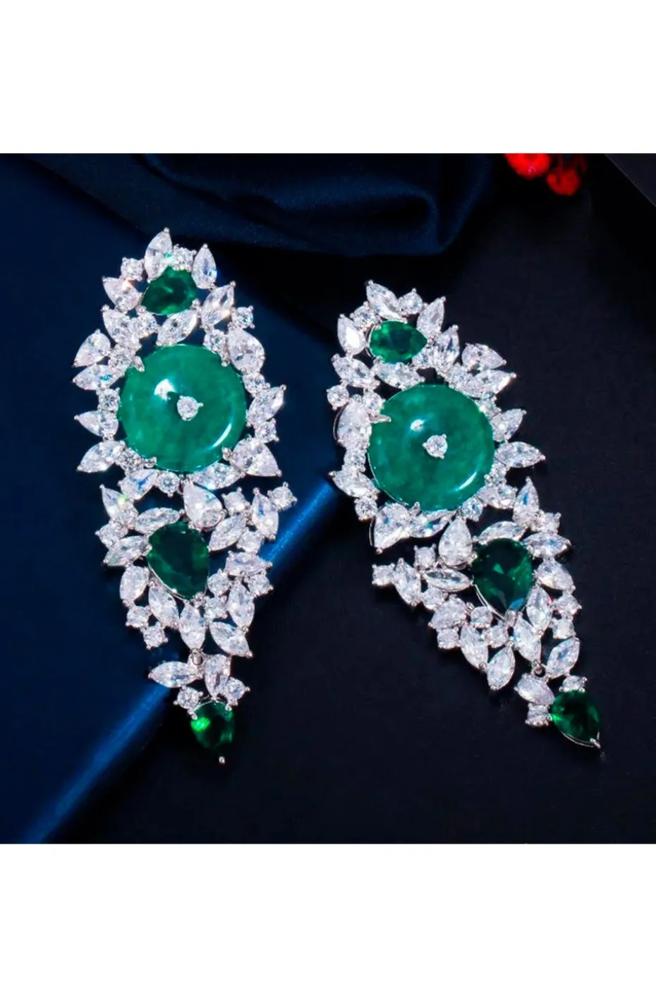 PENDIENTES ESMERALDAS CIRCONITAS JOYA