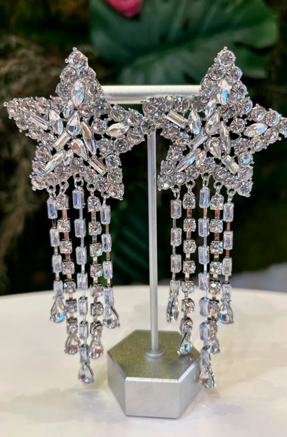 PENDIENTES ESTRELLA CRISTALES PLATA