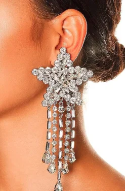 PENDIENTES ESTRELLA CRISTALES PLATA