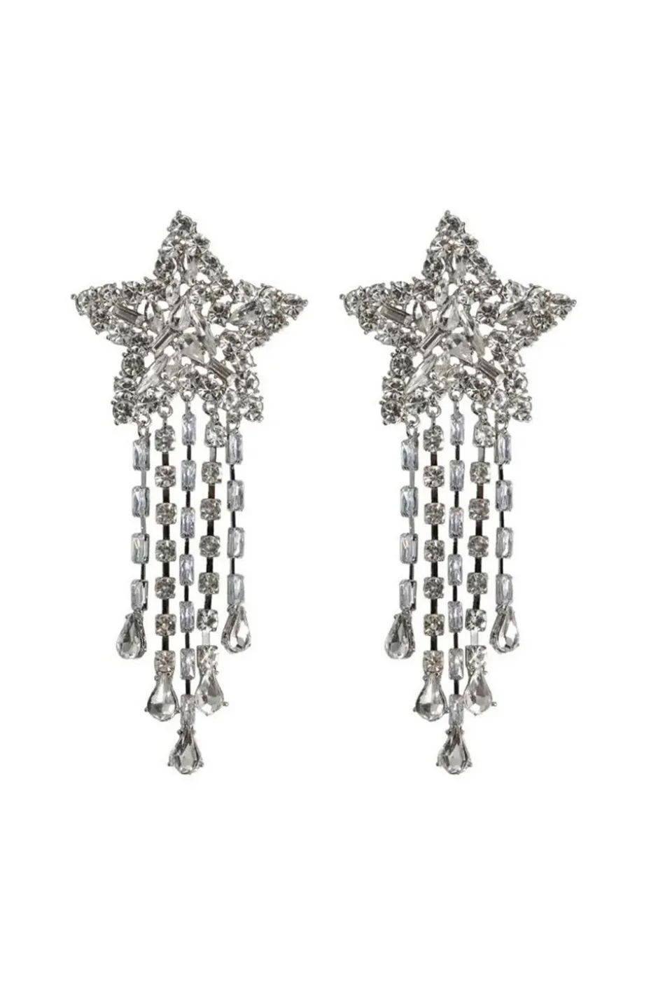 PENDIENTES ESTRELLA CRISTALES PLATA
