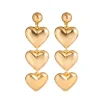 PENDIENTES FILA DE CORAZONES DORADOS