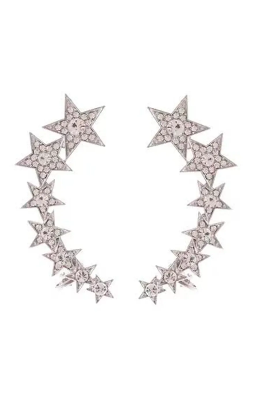 PENDIENTES FILA DE ESTRELLAS PLATA