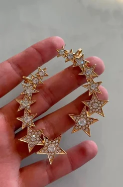 PENDIENTES FILA DE ESTRELLAS GOLD