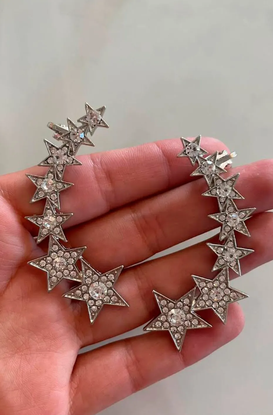 PENDIENTES FILA DE ESTRELLAS PLATA