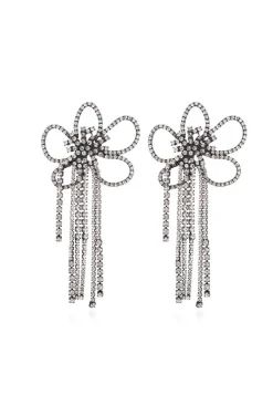 PENDIENTES FLOR CON TIRAS DE CRISTALES