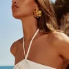 PENDIENTES FLOR DORADA CON PERLA