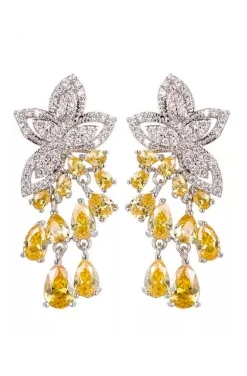 PENDIENTES FLOR GOTAS AMARILLAS