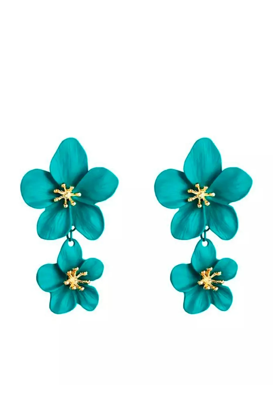 PENDIENTES FLORES AZUL PETROLEO