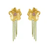PENDIENTES FLORES DORADAS Y CRISTALES DE SWAROVSKI