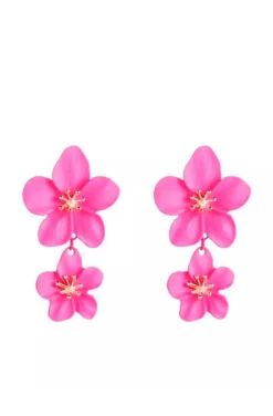 PENDIENTES FLORES FUCSIA