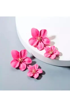 PENDIENTES FLORES FUCSIA