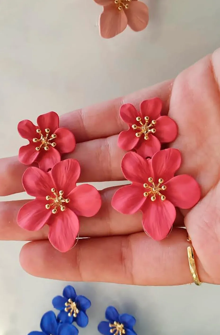 PENDIENTES FLORES ROSA