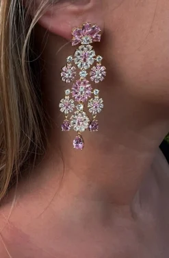 PENDIENTES FLORES ROSAS
