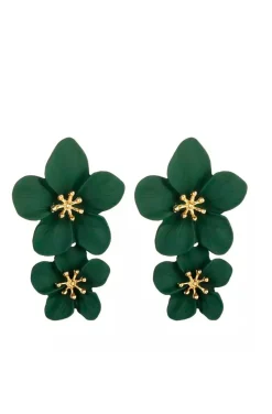 PENDIENTES FLORES VERDE OSCURO