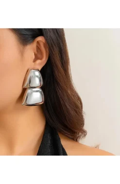 PENDIENTES GEO LUXE PLATA