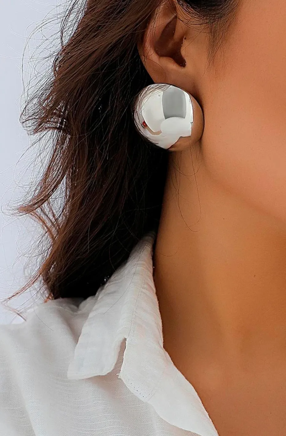 PENDIENTES GRAN LUNAR PLATA