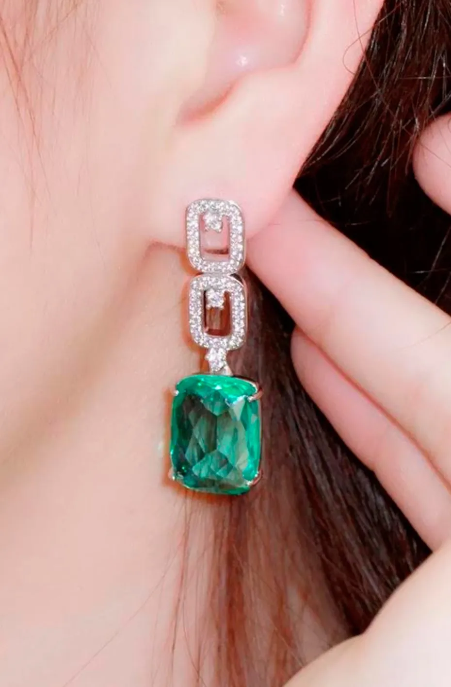 PENDIENTES JOYA VERDE ESMERALDA