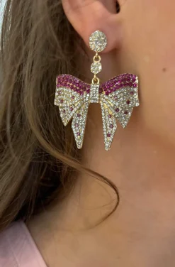 PENDIENTES LAZO CON CIRCONITAS IN PINK