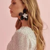 PENDIENTES MAXI FLOR BLANCO Y NEGRO