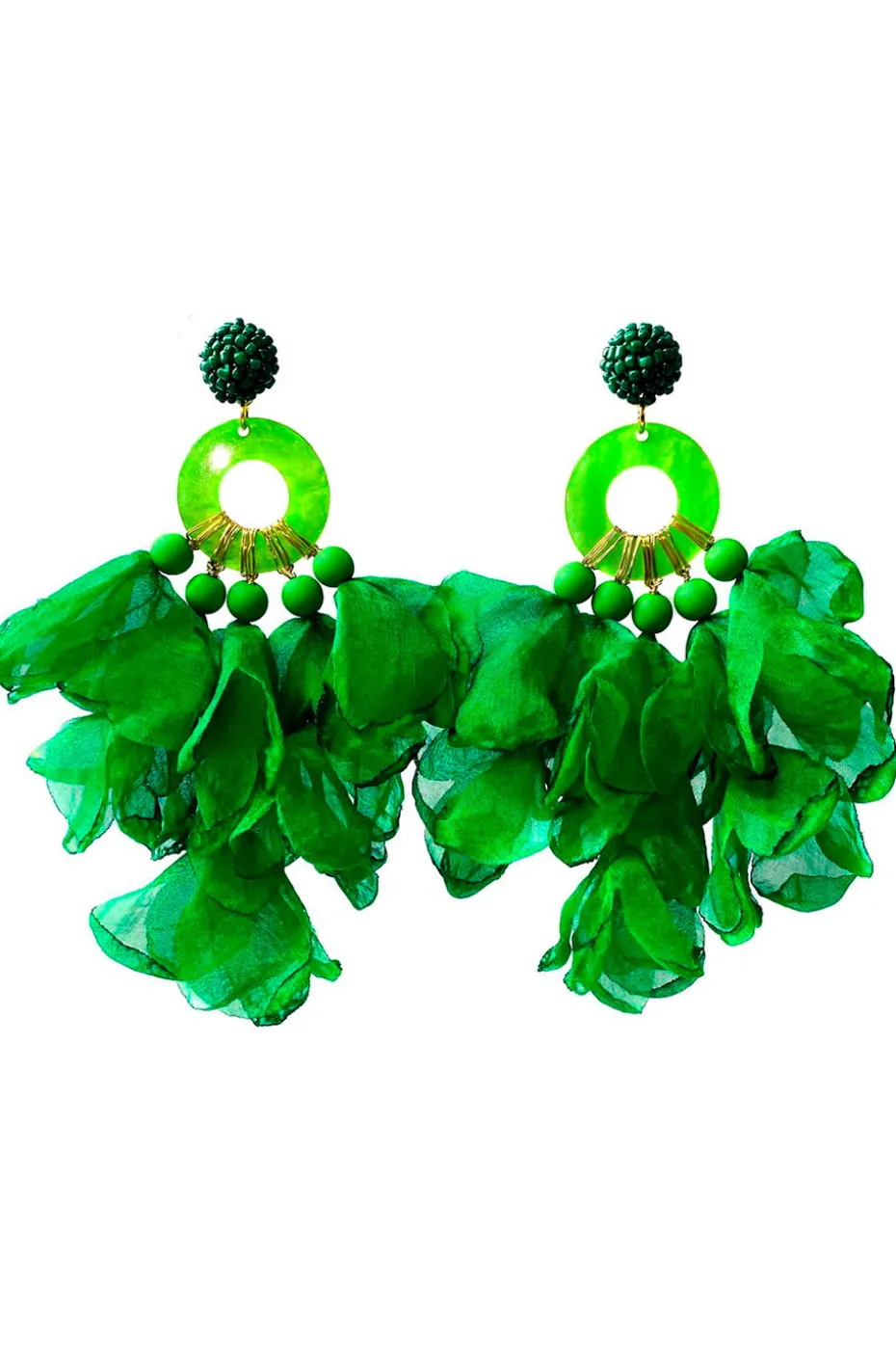 PENDIENTES MAXI PETALOS VERDE