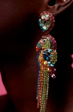 PENDIENTES PAJARO TROPICAL MULTICOLOR