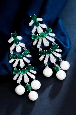 PENDIENTES PERLAS Y ESMERALDAS