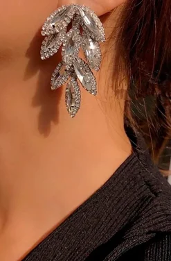 PENDIENTES RACIMO HOJAS CRISTALES