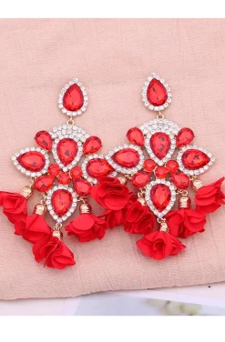 PENDIENTES SEVILLA FLORES ROJO VIVO