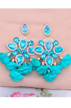PENDIENTES SEVILLA FLORES TURQUESA