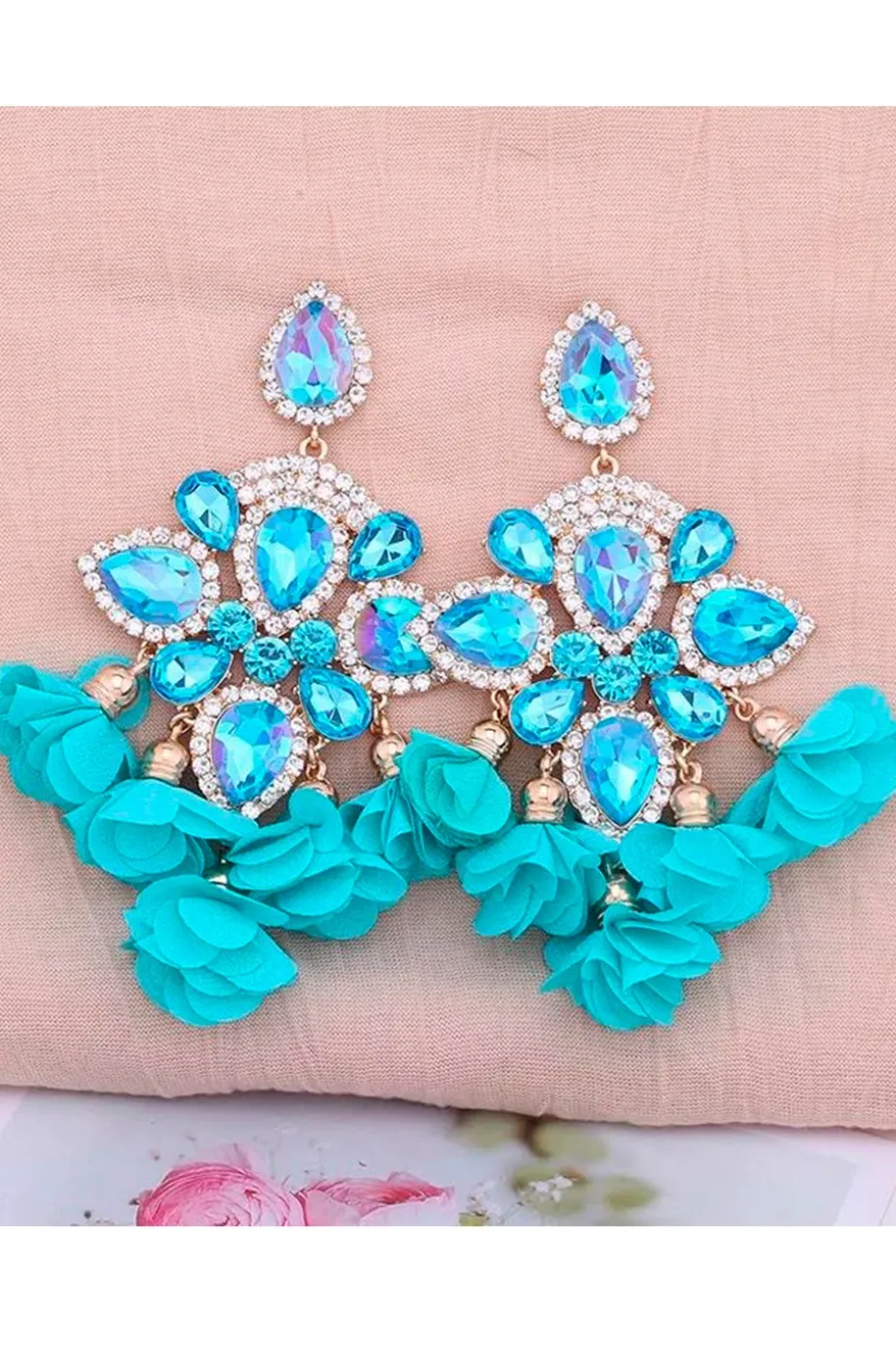 PENDIENTES SEVILLA FLORES TURQUESA