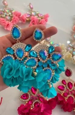 PENDIENTES SEVILLA FLORES TURQUESA