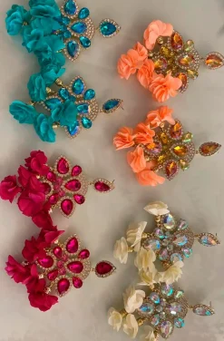 PENDIENTES SEVILLA FLORES TONOS CARAMELO