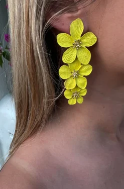 PENDIENTES TRES FLORES YELLOW