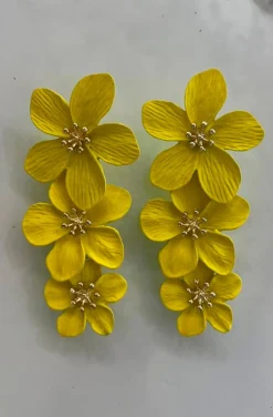 PENDIENTES TRES FLORES YELLOW