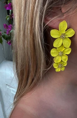 PENDIENTES TRES FLORES YELLOW