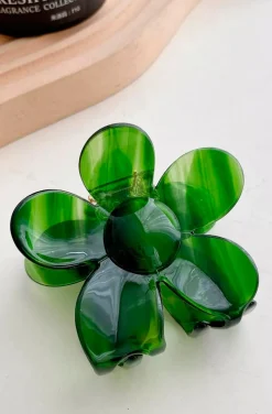 PINZA DEL PELO FLOR VERDE