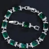 PULSERA CIRCONITAS BAGUETTE VERDE ESMERALDA